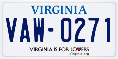 VA license plate VAW0271