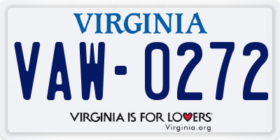 VA license plate VAW0272
