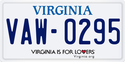 VA license plate VAW0295