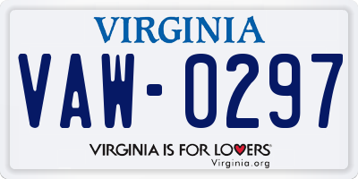 VA license plate VAW0297
