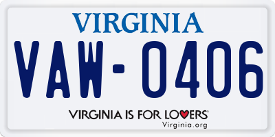 VA license plate VAW0406