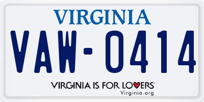 VA license plate VAW0414