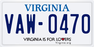 VA license plate VAW0470