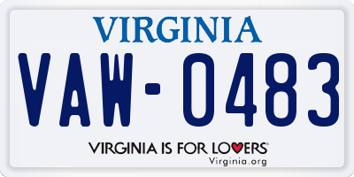 VA license plate VAW0483