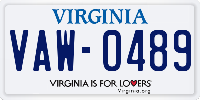 VA license plate VAW0489