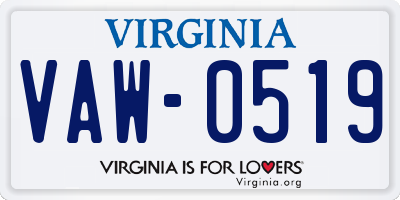 VA license plate VAW0519
