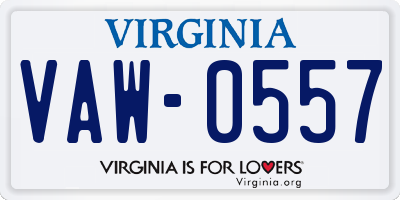 VA license plate VAW0557