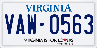 VA license plate VAW0563