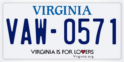 VA license plate VAW0571