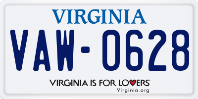 VA license plate VAW0628