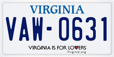 VA license plate VAW0631