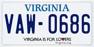 VA license plate VAW0686