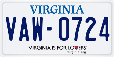VA license plate VAW0724
