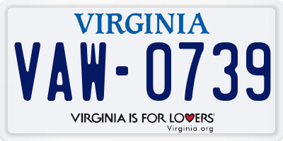 VA license plate VAW0739
