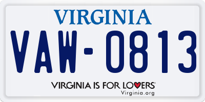 VA license plate VAW0813