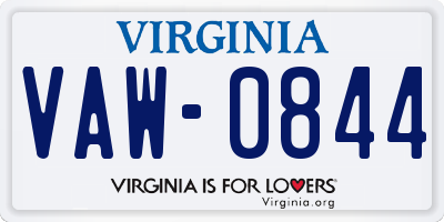 VA license plate VAW0844