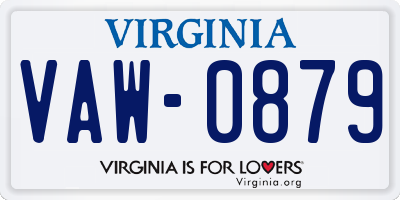 VA license plate VAW0879