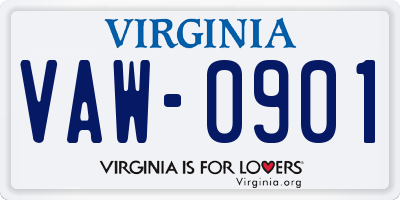 VA license plate VAW0901