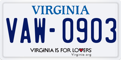 VA license plate VAW0903