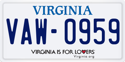 VA license plate VAW0959