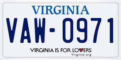 VA license plate VAW0971