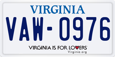 VA license plate VAW0976