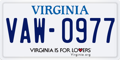 VA license plate VAW0977