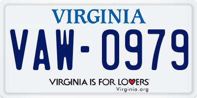 VA license plate VAW0979