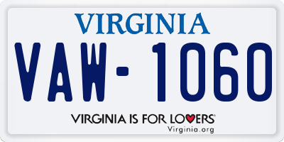 VA license plate VAW1060