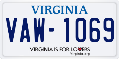 VA license plate VAW1069