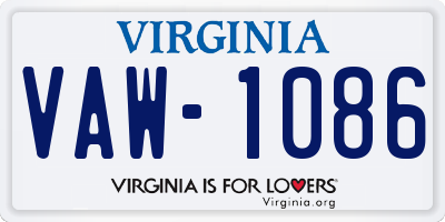 VA license plate VAW1086