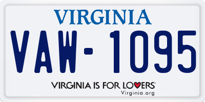VA license plate VAW1095