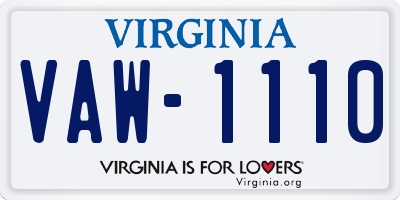 VA license plate VAW1110