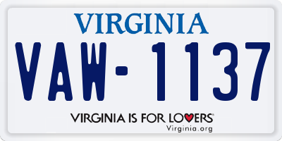 VA license plate VAW1137