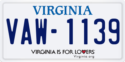 VA license plate VAW1139