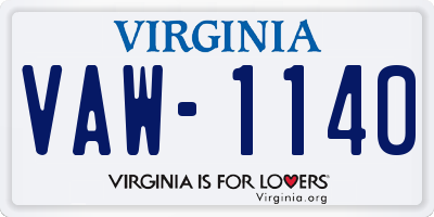 VA license plate VAW1140