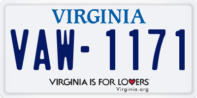 VA license plate VAW1171