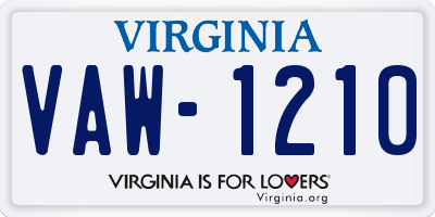 VA license plate VAW1210