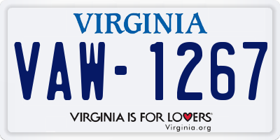 VA license plate VAW1267