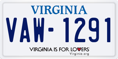VA license plate VAW1291