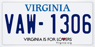 VA license plate VAW1306