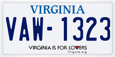 VA license plate VAW1323