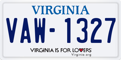 VA license plate VAW1327