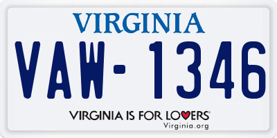 VA license plate VAW1346