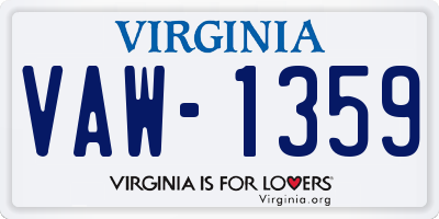 VA license plate VAW1359