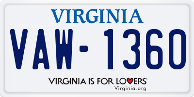 VA license plate VAW1360