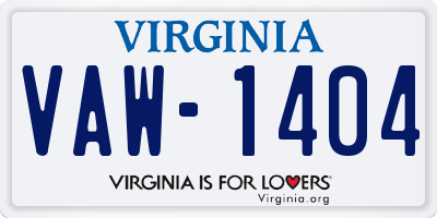 VA license plate VAW1404