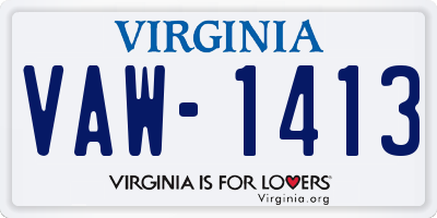 VA license plate VAW1413