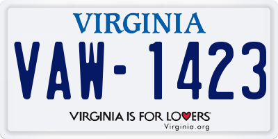 VA license plate VAW1423