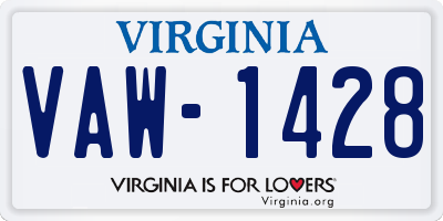 VA license plate VAW1428